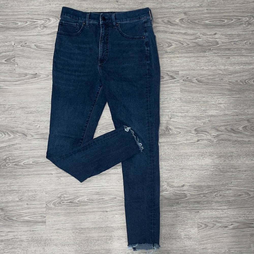 Express dark wash skinny high rise jeans